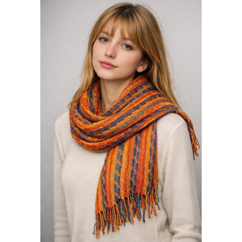 Peruvian Soul Handwoven Baby‎ Alpaca Scarf Lightweight Artisan Spring Summer